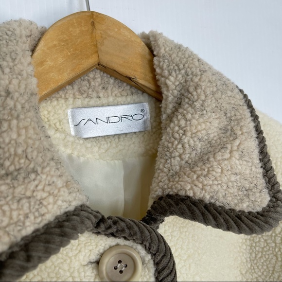 Sandro Paris Sherpa Button Front Coat - Picture 11 of 14